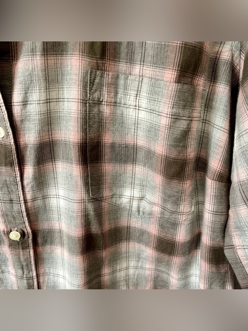 Gap The Fitted Boyfriend Plaid Button Down Shirt Gray Sz XL - Picture 10 of 16
